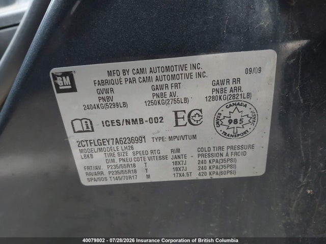 Aukcja sprzedaży 2010 Gmc Terrain Slt-1, vin: 2CTFLGEY7A6236991, numer aukcji: 40079802