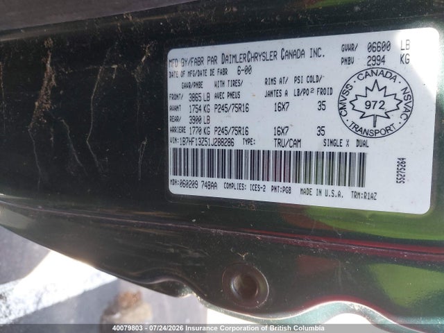 Продаж на аукціоні авто 2001 Dodge Ram 1500, vin: 1B7HF13Z51J288286, номер лоту: 40079803