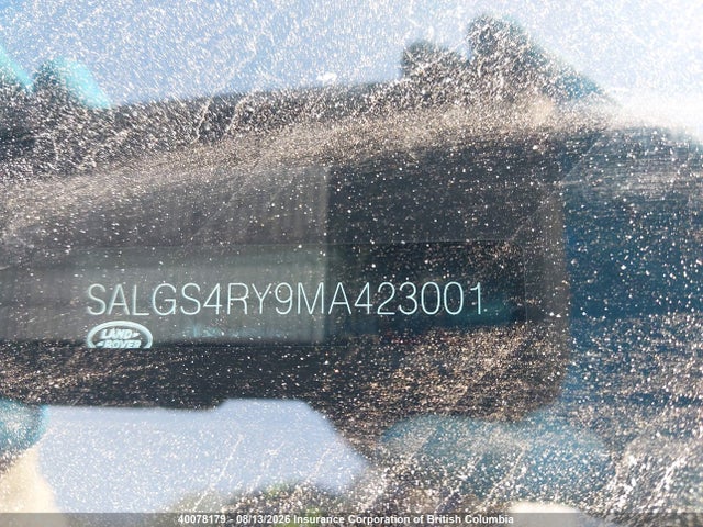 40078179 :رقم المزاد ، SALGS4RY9MA423001 vin ، 2021 Land Rover Range Rover Hse مزاد بيع