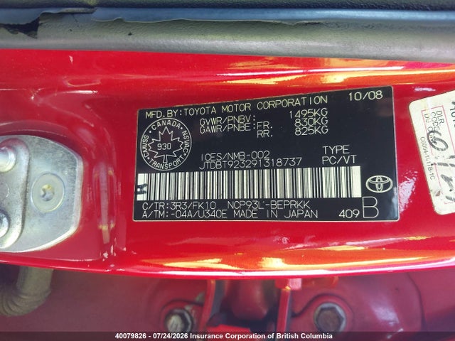 Продажа на аукционе авто 2009 Toyota Yaris, vin: JTDBT923291318737, номер лота: 40079826