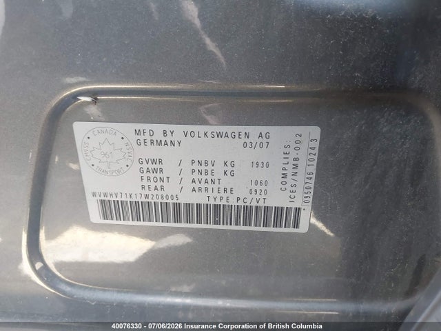 Продаж на аукціоні авто 2007 Volkswagen New Gti, vin: WVWHV71K17W208005, номер лоту: 40076330