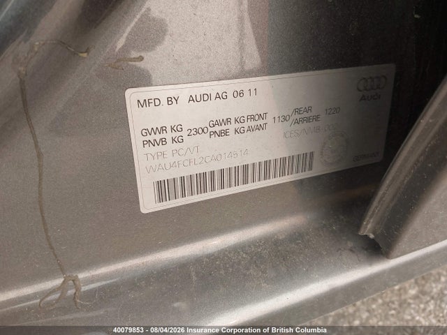 Продаж на аукціоні авто 2012 Audi A4, vin: WAU4FCFL2CA014514, номер лоту: 40079853