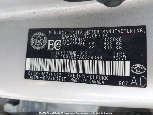 Продаж на аукціоні авто 2010 Toyota Corolla Matrix, vin: 2T1KU4EE7AC228366, номер лоту: 40079874