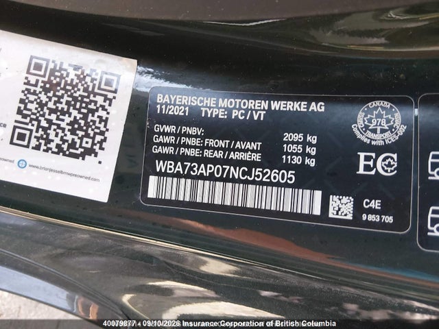 40079877 :رقم المزاد ، WBA73AP07NCJ52605 vin ، 2022 Bmw 430i مزاد بيع