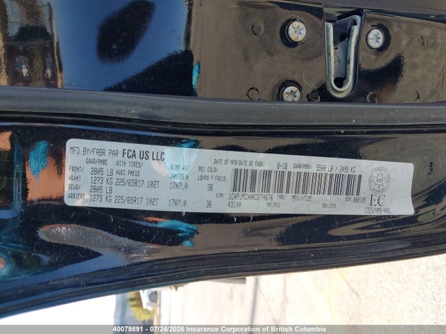 40079891 :رقم المزاد ، 1C4PJMCX0KD274676 vin ، 2019 Jeep Cherokee North مزاد بيع