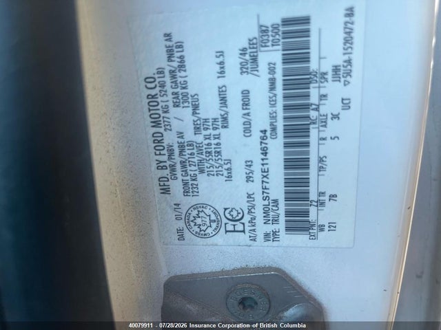 40079911 :رقم المزاد ، NM0LS7F7XE1146764 vin ، 2014 Ford Transit Connect Xlt مزاد بيع