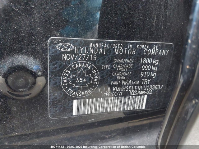Продажа на аукционе авто 2020 Hyundai Elantra Gt, vin: KMHH35LE9LU133637, номер лота: 40071442