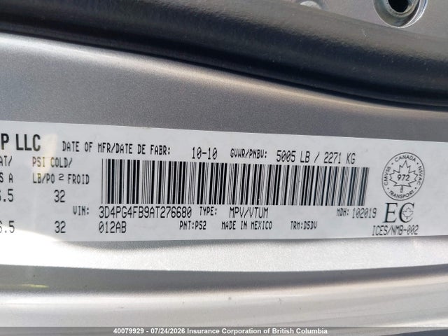Aukcja sprzedaży 2010 Dodge Journey Se, vin: 3D4PG4FB9AT276680, numer aukcji: 40079929