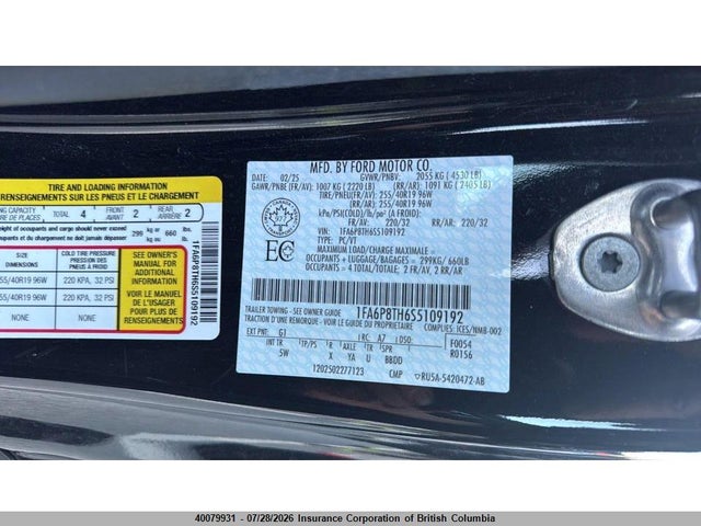 40079931 :رقم المزاد ، 1FA6P8TH6S5109192 vin ، 2025 Ford Mustang مزاد بيع