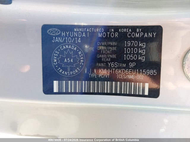 KMHHT6KD6EU115985 Hyundai Genesis 2.0t Premium