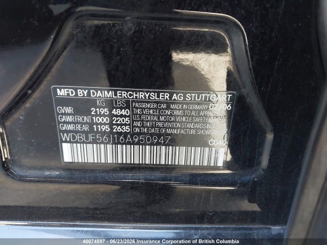 Продаж на аукціоні авто 2006 Mercedes-benz E 350, vin: WDBUF56J16A950947, номер лоту: 40074597