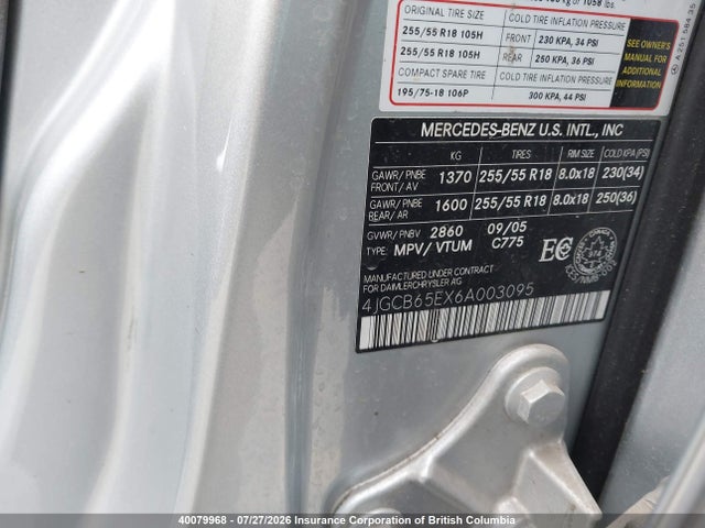 Aukcja sprzedaży 2006 Mercedes-benz R 350 4matic, vin: 4JGCB65EX6A003095, numer aukcji: 40079968