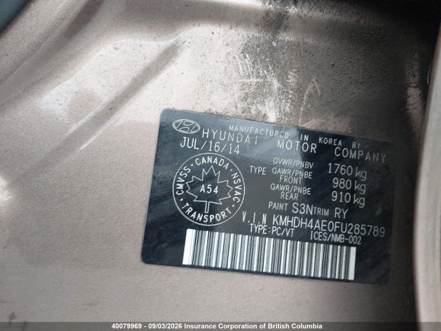 40079969 :رقم المزاد ، KMHDH4AE0FU285789 vin ، 2015 Hyundai Elantra Se/sport/limited مزاد بيع