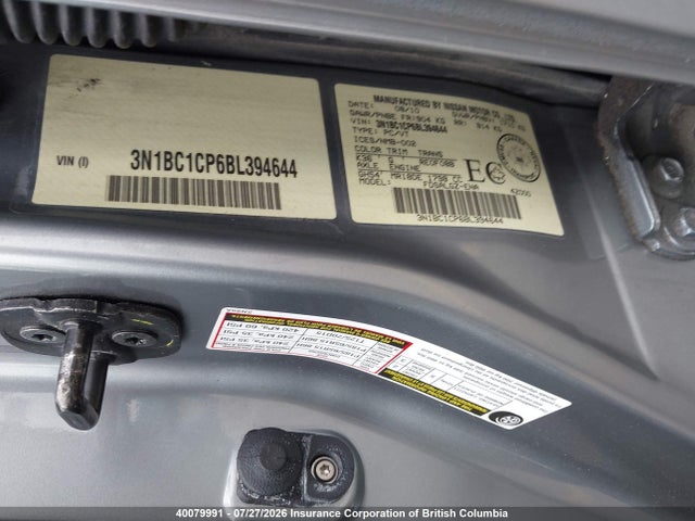 Aukcja sprzedaży 2011 Nissan Versa, vin: 3N1BC1CP6BL394644, numer aukcji: 40079991