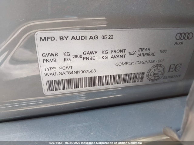Aukcja sprzedaży 2022 Audi S8, vin: WAULSAF84NN007583, numer aukcji: 40075068