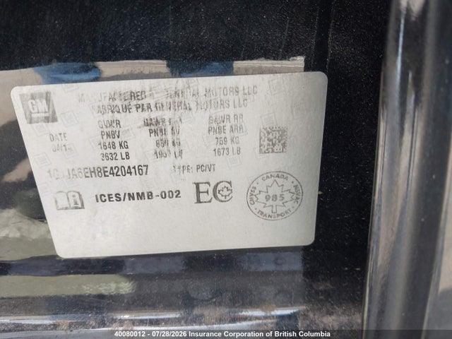 Chevrolet Sonic 2014 1G1JA6EH8E4204167 Image 9