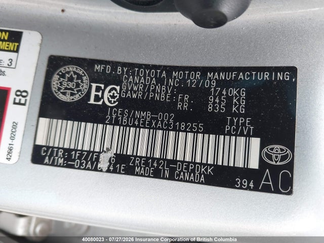 Продаж на аукціоні авто 2010 Toyota Corolla S/le/xle, vin: 2T1BU4EEXAC318255, номер лоту: 40080023