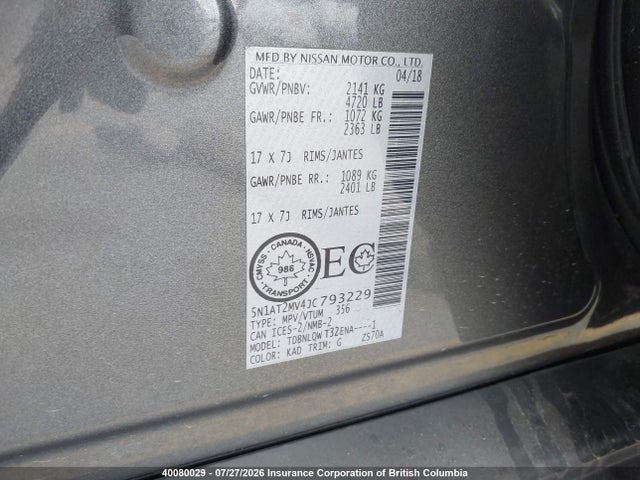 Nissan Rogue 2018 5N1AT2MV4JC793229 Image 9