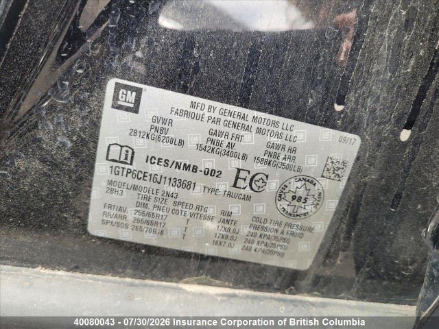 GMC CANYON SLE 2018 1GTP6CE16J1133681 Image 9