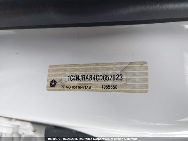 Aukcja sprzedaży 2012 Jeep Patriot, vin: 1C4NJRAB4CD657923, numer aukcji: 40080070