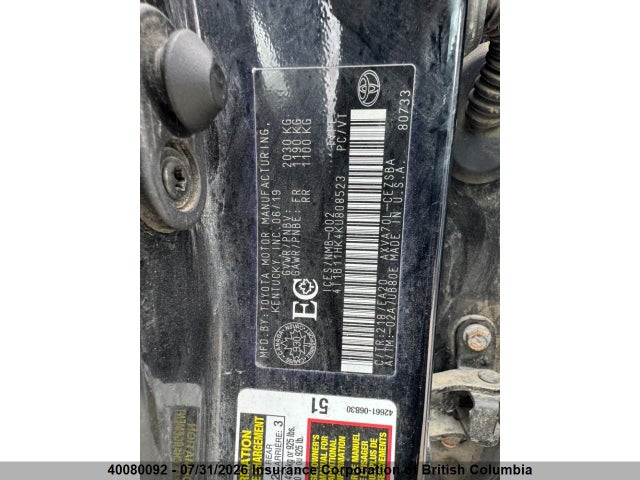 Toyota Camry 2019 4T1B11HK4KU808523 Image 5