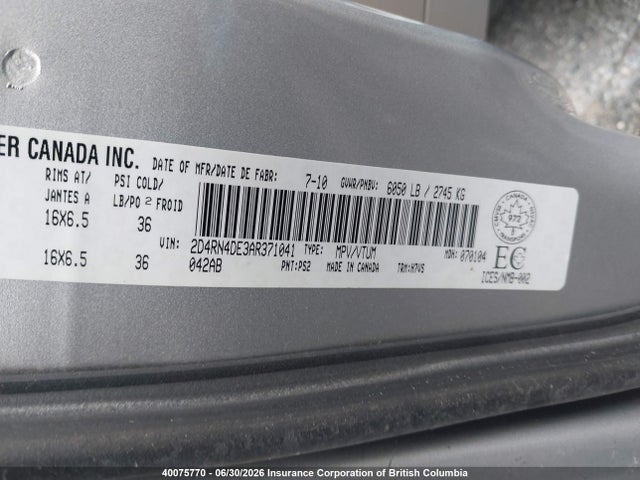Aukcja sprzedaży 2010 Dodge Grand Caravan Se, vin: 2D4RN4DE3AR371041, numer aukcji: 40075770