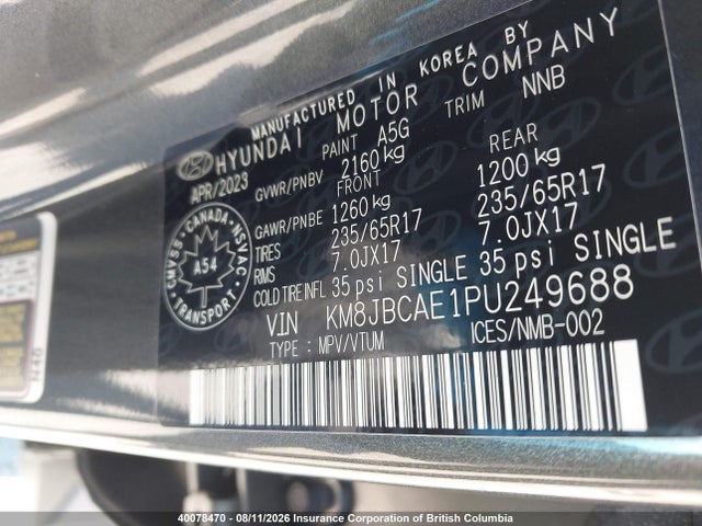 Hyundai TUCSON SEL 2023 KM8JBCAE1PU249688 Image 9