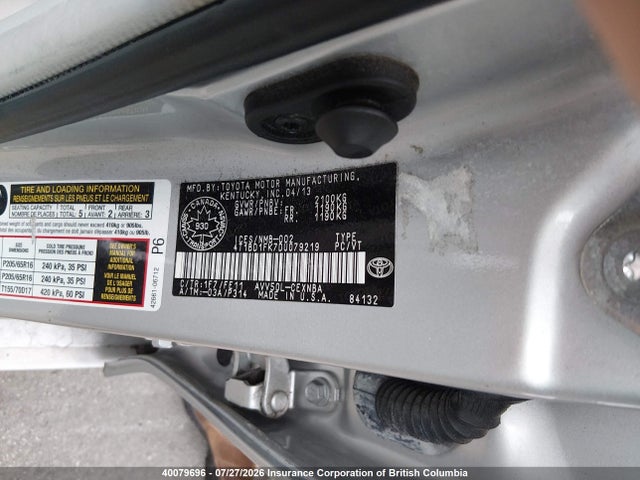 40079696 :رقم المزاد ، 4T1BD1FK7DU079219 vin ، 2013 Toyota Camry Hybrid/le/xle مزاد بيع