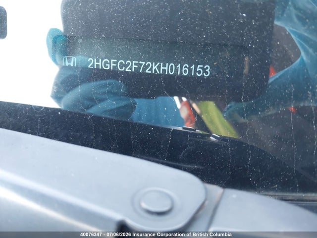 Продаж на аукціоні авто 2019 Honda Civic Ex, vin: 2HGFC2F72KH016153, номер лоту: 40076347