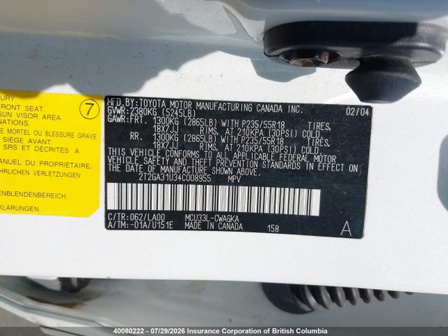 Aukcja sprzedaży 2004 Lexus Rx 330, vin: 2T2GA31U34C008955, numer aukcji: 40080222