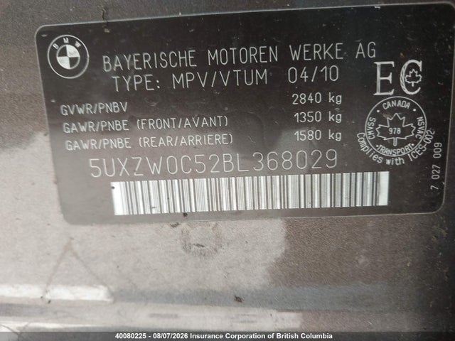 Aukcja sprzedaży 2011 Bmw X5, vin: 5UXZW0C52BL368029, numer aukcji: 40080225