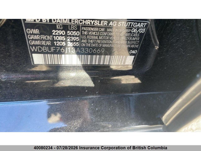 Продаж на аукціоні авто 2003 Mercedes-benz E 55 Amg, vin: WDBUF76J13A330669, номер лоту: 40080234