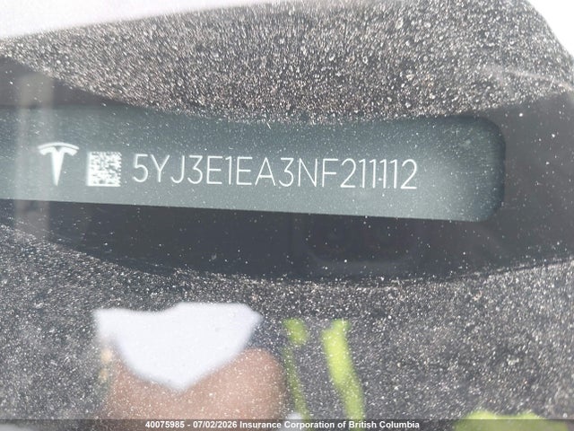 5YJ3E1EA3NF211112 Tesla MODEL 3