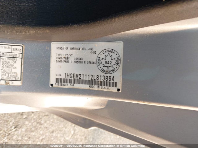 Продаж на аукціоні авто 2002 Honda Civic, vin: 1HGEM21112L813864, номер лоту: 40080291