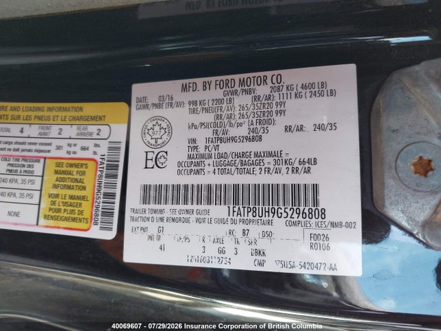 Ford Mustang 2016 1FATP8UH9G5296808 Image 9