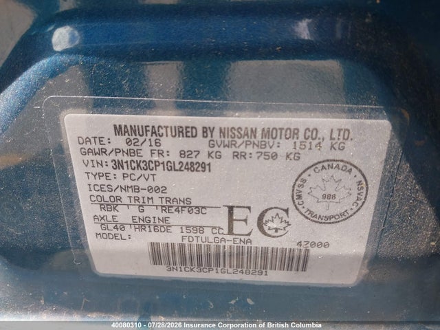 Nissan Micra 2016 3N1CK3CP1GL248291 Image 9