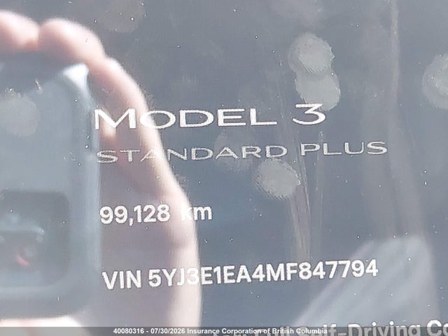 Продаж на аукціоні авто 2021 Tesla Model 3 Standard Range/standard Range Plus, vin: 5YJ3E1EA4MF847794, номер лоту: 40080316