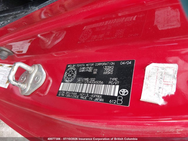 Продажа на аукционе авто 2004 Toyota Echo, vin: JTDJT123040065056, номер лота: 40077306