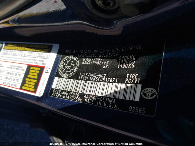 Toyota Camry 2014 4T1BF1FK5EU817871 Image 9