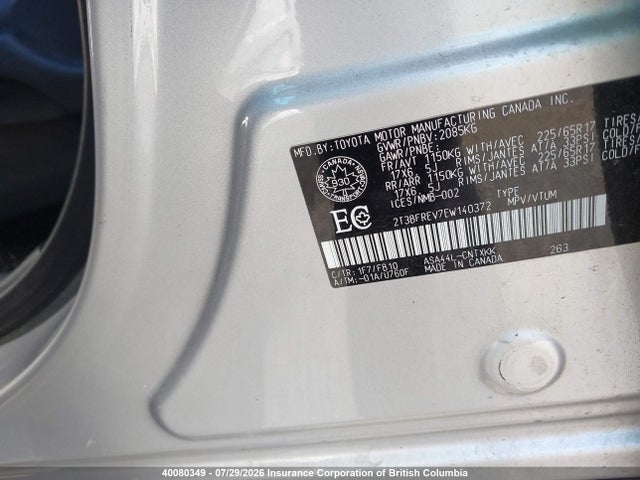 Продаж на аукціоні авто 2014 Toyota Rav4, vin: 2T3BFREV7EW140372, номер лоту: 40080349
