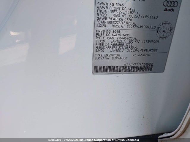 Aukcja sprzedaży 2010 Audi Q7, vin: WA1JYCFE2AD002659, numer aukcji: 40080369
