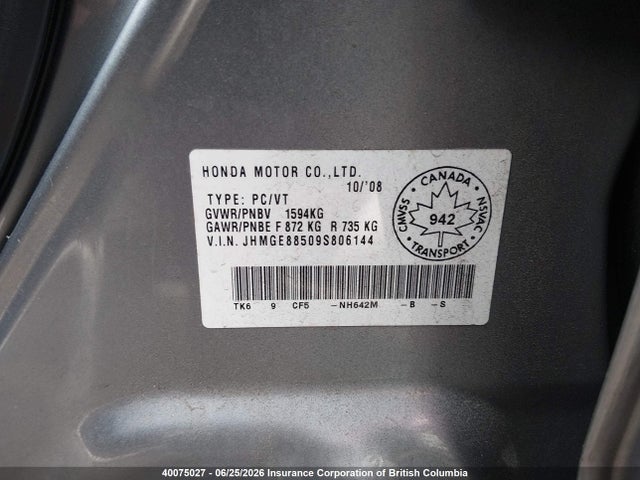 Продажа на аукционе авто 2009 Honda Fit Lx, vin: JHMGE88509S806144, номер лота: 40075027