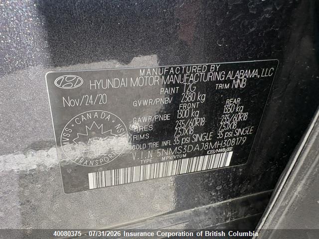 Hyundai Santa Fe Sel 2021 5NMS3DAJ8MH308179 Image 24