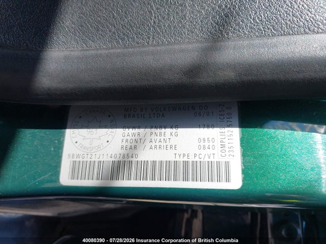 Продаж на аукціоні авто 2001 Volkswagen Golf, vin: 9BWGT21J114078540, номер лоту: 40080390