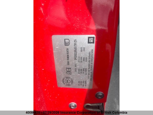 Aukcja sprzedaży 2008 Chevrolet Cobalt Lt, vin: 1G1AL15F987250346, numer aukcji: 40080435