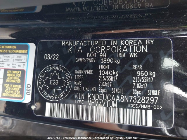 Aukcja sprzedaży 2022 Kia Seltos S, vin: KNDEUCAA8N7328297, numer aukcji: 40076753