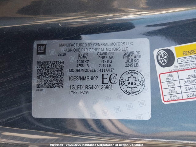 Chevrolet Camaro 2lt 2019 1G1FD1RS4K0136961 Image 9