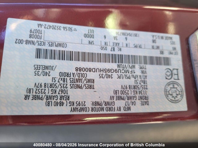 Ford ESCAPE SE 2017 1FMCU9G95HUD80088 Image 9