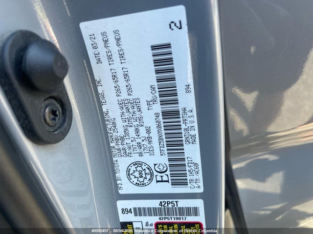 5TFDZ5BNXMX060748 Toyota Tacoma