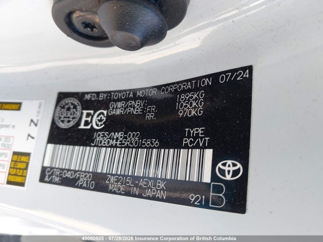 JTDBDMHE5R3015836 Toyota Corolla Le/se/night Shade